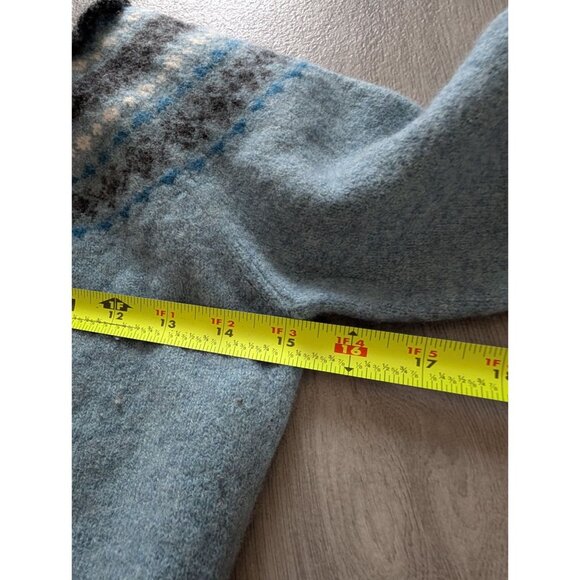 Garnet Hill Womens Blue Fair Isle Sweater M Lambswool Cashmere Long Sleeve XS - Picture 6 of 6